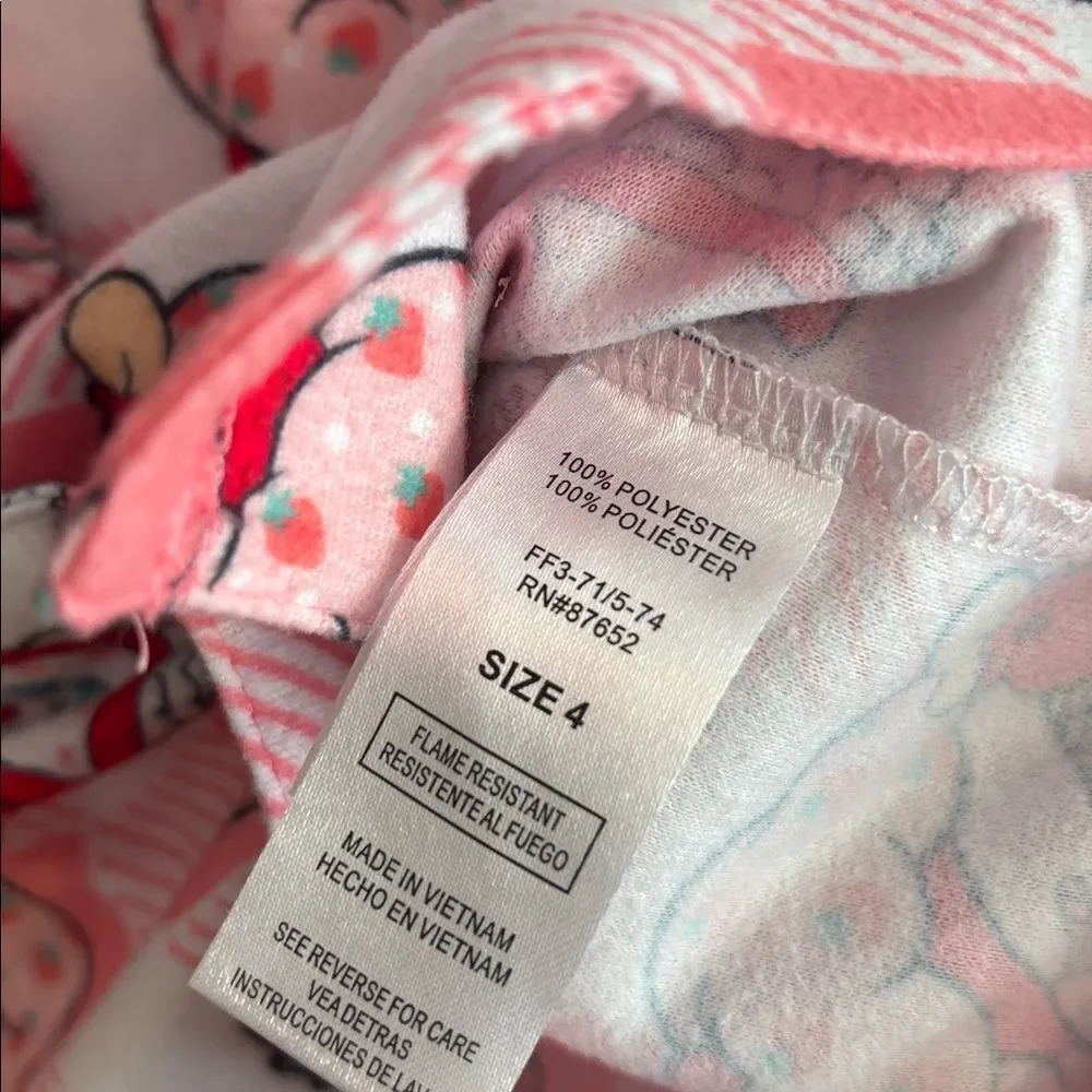 Strawberry shortcake Pink Girls Pajama Set size 4
